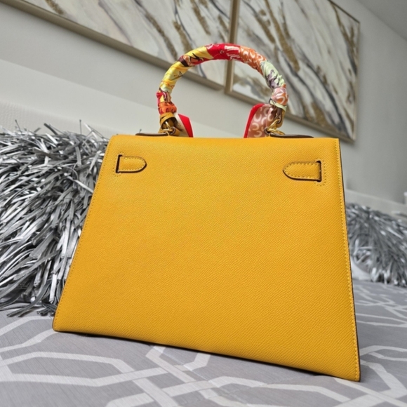 COPY - Stunning 100% leather quality not designer like,  Kelly bag brown 28. - Picture 8 of 13